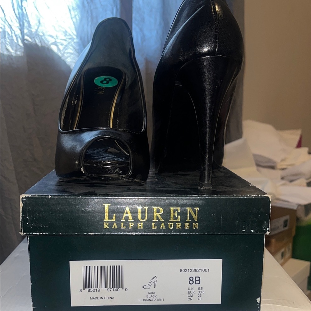 Lauren Ralph Lauren Classic Black Peep Toe Heels